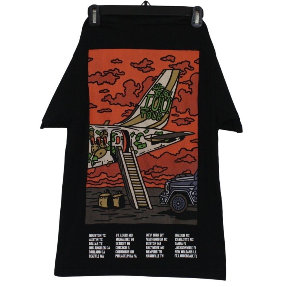 NEW Lil Baby I.O.U. Tour Tee Double Sided Black Concert T-Shirt Mens Small